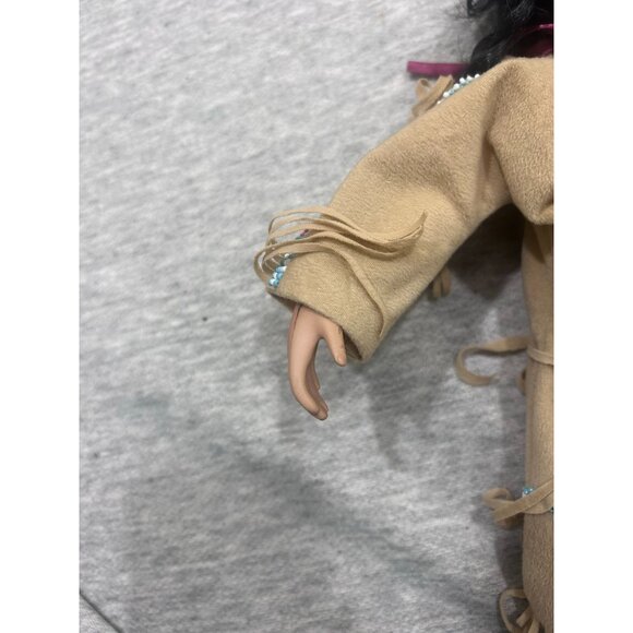 Many Stars Native Indian Porcelain Girls Doll Black Hair Brown Dress - Picture 3 of 11